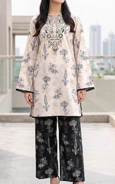 So Kamal Off White/Black Lawn Suit (2 pcs) | Pakistani Lawn Dress in USA- Image 1
