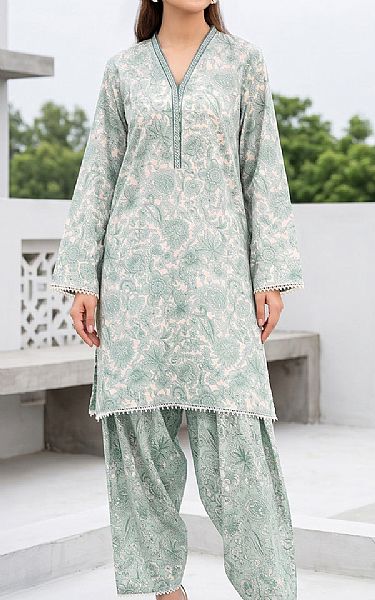 So Kamal Sea Mist/Off White Lawn Suit (2 pcs) | Pakistani Lawn Dress in USA- Image 1