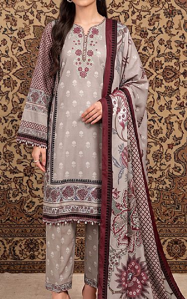 So Kamal Warm Grey Lawn Suit | Pakistani Lawn Dress in USA- Image 1