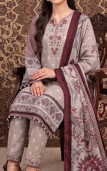 So Kamal Warm Grey Lawn Suit | Pakistani Lawn Dress in USA- Image 2