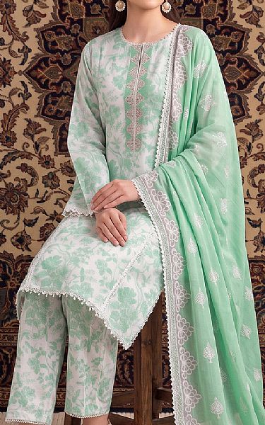 So Kamal Off White/Sea Green Lawn Suit | Pakistani Lawn Dress in USA- Image 2