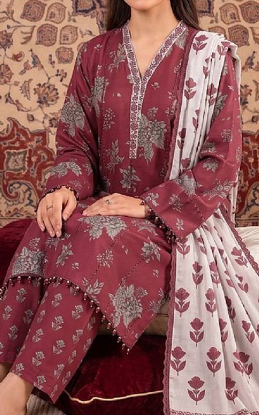 So Kamal Light Burgundy Lawn Suit | Pakistani Lawn Dress in USA- Image 2