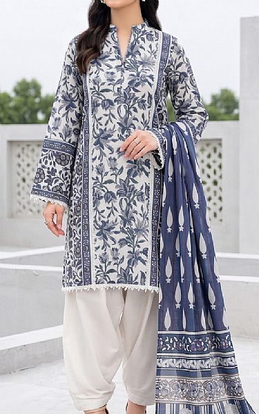So Kamal Off White/Pickled Bluewood Lawn Suit | Pakistani Lawn Dress in USA- Image 1