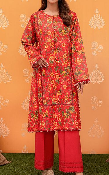 So Kamal Cadmium Red Lawn Suit (2 pcs) | Pakistani Lawn Suits- Image 1