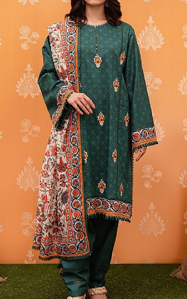 So Kamal Dark Green Lawn Suit (2 pcs) | Pakistani Lawn Suits- Image 1