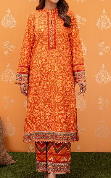 So Kamal Bright Orange Lawn Suit (2 pcs) | Pakistani Lawn Suits- Image 1