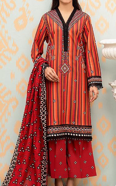So Kamal Orange Lawn Suit | Pakistani Lawn Dress in USA- Image 1