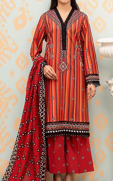 So Kamal Orange Lawn Suit | Pakistani Lawn Suits- Image 1