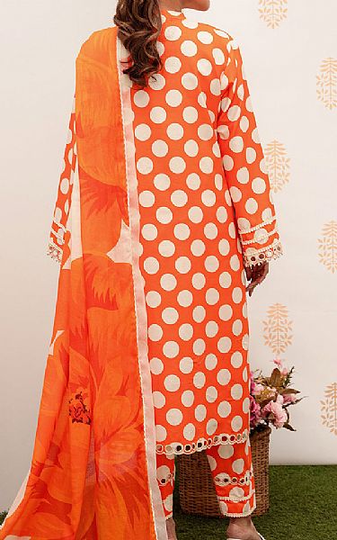 So Kamal White/Orange Lawn Suit | Pakistani Lawn Suits- Image 2