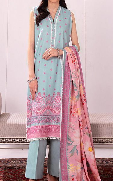 So Kamal Sky Blue Lawn Suit (2 pcs) | Pakistani Lawn Dress in USA- Image 1