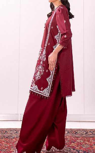 So Kamal Wine Red Lawn Suit (2 pcs) | Pakistani Lawn Dress in USA- Image 2
