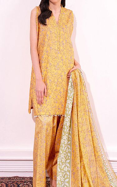 So Kamal Golden Yellow Lawn Suit | Pakistani Lawn Dress in USA- Image 1