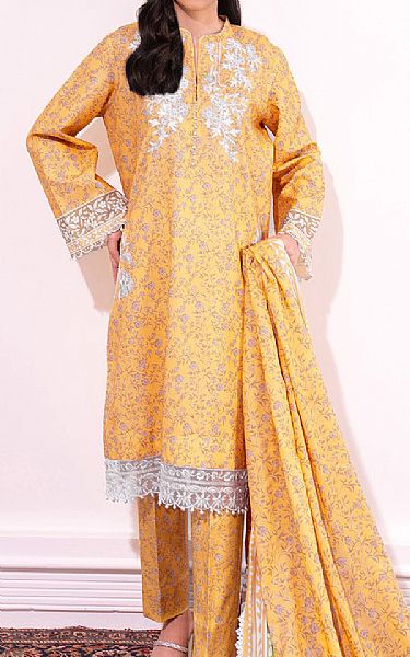 So Kamal Golden Yellow Lawn Suit | Pakistani Lawn Dress in USA- Image 1