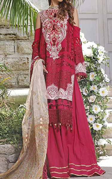Threads And Motifs Crimson Lawn Suit | Pakistani Dresses in USA- Image 1