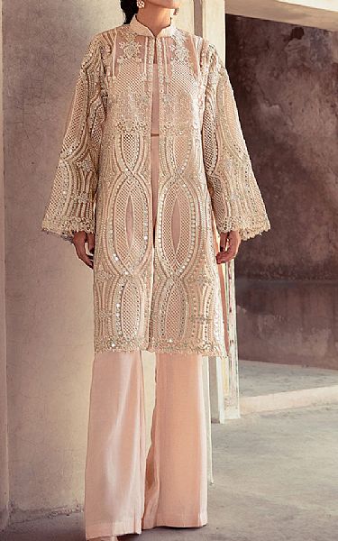 Threads And Motifs Ivory Organza Suit | Pakistani Embroidered Chiffon Dresses- Image 1