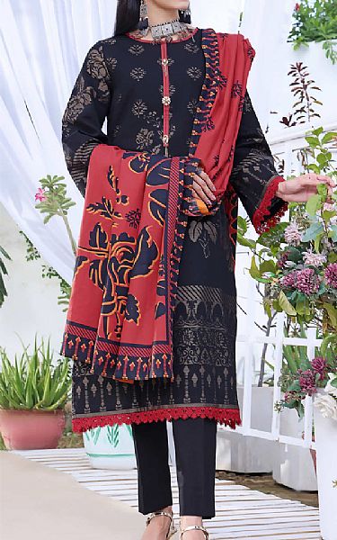 Vs Textile Black Khaddar Suit | Pakistani Winter Dresses- Image 1