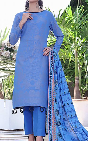 Vs Textile Cornflower Blue Khaddar Suit | Pakistani Winter Dresses- Image 1