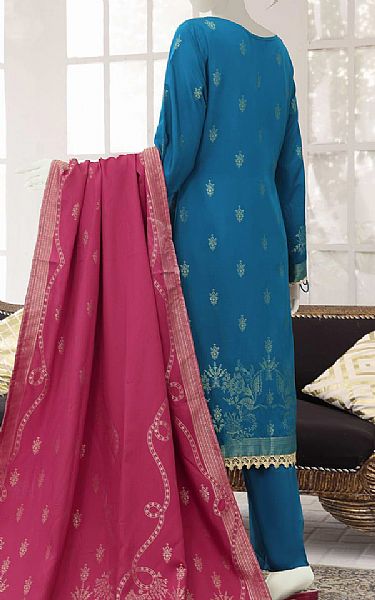 Vs Textile Denim Blue Linen Suit | Pakistani Winter Dresses- Image 2