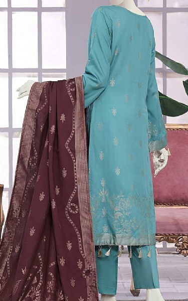 Vs Textile Light Turquoise Linen Suit | Pakistani Winter Dresses- Image 2