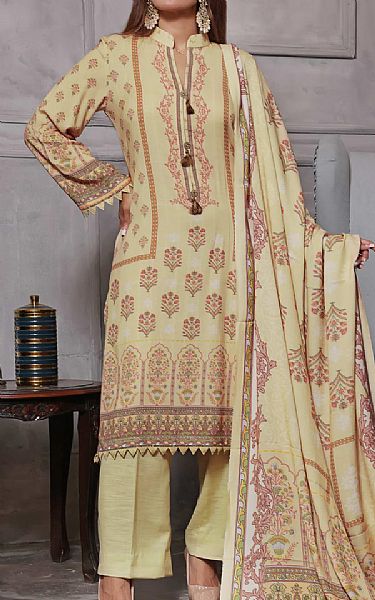 Vs Textile Cream Leather Suit | Pakistani Winter Dresses- Image 1