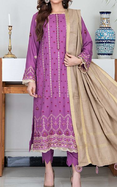 Vs Textile Heliotrope Purple Wool Suit | Pakistani Winter Dresses- Image 1