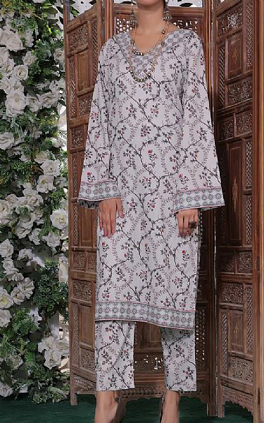 Vs Textile White Lawn Suit (2 Pcs) | Pakistani Lawn Dress in USA- Image 1
