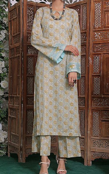 Vs Textile Grey Lawn Suit (2 Pcs) | Pakistani Lawn Suits- Image 1