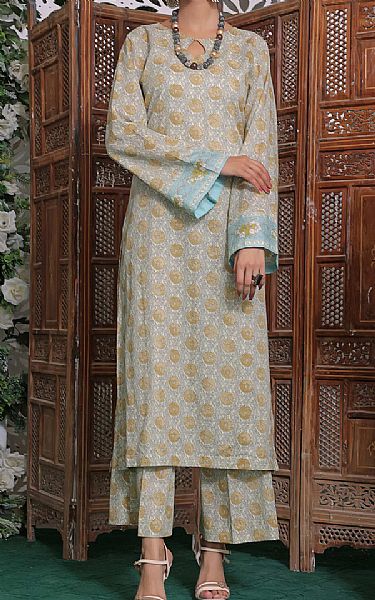 Vs Textile Grey Lawn Suit (2 Pcs) | Pakistani Lawn Dress in USA- Image 1
