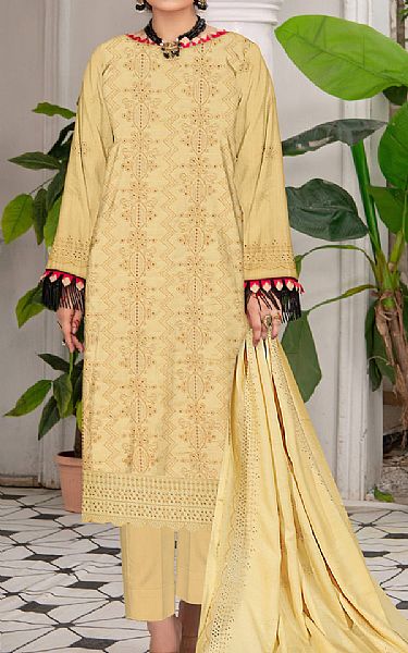 Vs Textile Light Golden Linen Suit | Pakistani Winter Dresses- Image 1