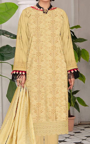 Vs Textile Light Golden Linen Suit | Pakistani Winter Dresses- Image 2