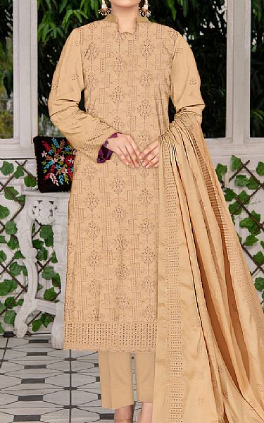Vs Textile Pastel Orange Linen Suit | Pakistani Winter Dresses- Image 1
