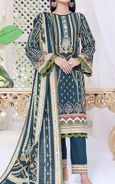 Vs Textile Teal Blue Khaddar Suit | Pakistani Winter Dresses- Image 1