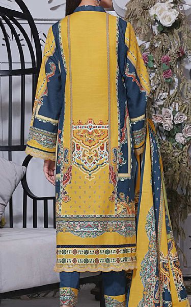 Vs Textile Mustard/Denim Blue Khaddar Suit | Pakistani Winter Dresses- Image 2