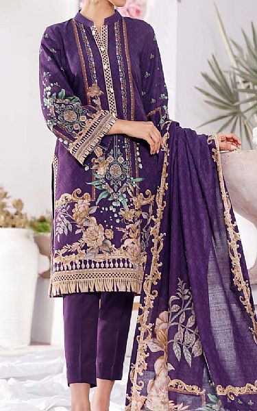 Vs Textile Indigo Khaddar Suit | Pakistani Winter Dresses- Image 1