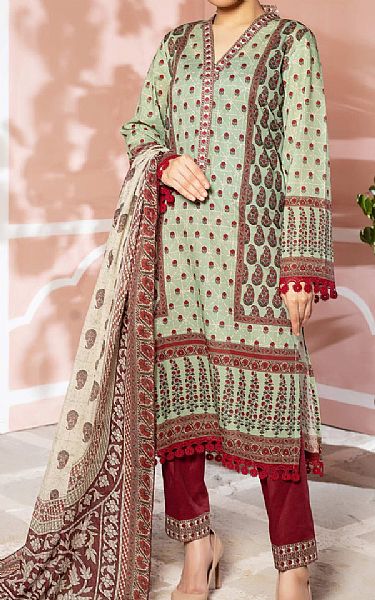 Vs Textile Pistachio Green Lawn Suit | Pakistani Lawn Suits- Image 1