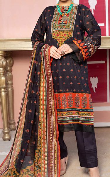 Vs Textile Black Lawn Suit | Pakistani Lawn Suits- Image 1