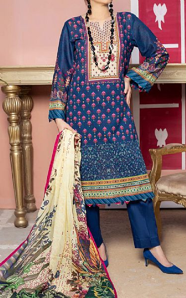 Vs Textile Royal Blue Lawn Suit | Pakistani Lawn Suits- Image 1