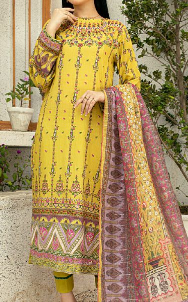 Vs Textile Golden Yellow Lawn Suit | Pakistani Lawn Suits- Image 1