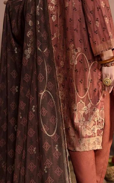 Vs Textile Dark Coral Jacquard Suit | Pakistani Dresses in USA- Image 2