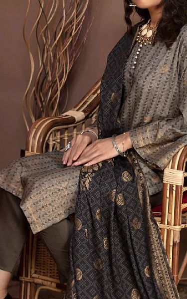 Vs Textile Grey Jacquard Suit | Pakistani Dresses in USA- Image 1
