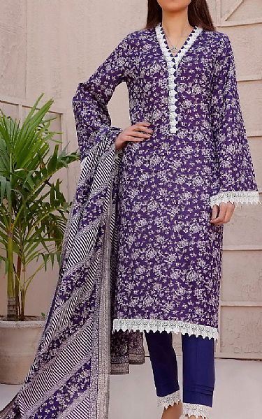 Vs Textile Purple Cambric Suit | Pakistani Winter Dresses- Image 1
