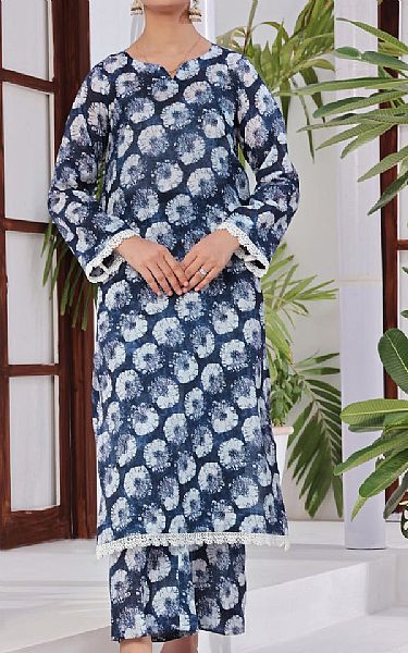 Vs Textile Navy Lawn Suit (2 Pcs) | Pakistani Lawn Dress in USA- Image 1