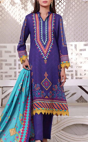 Vs Textile Indigo Lawn Suit | Pakistani Lawn Suits- Image 1