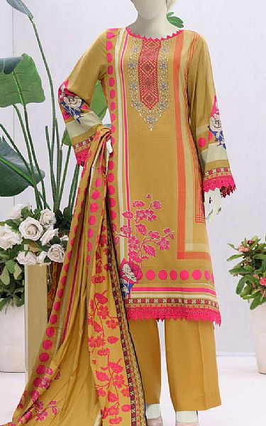 Vs Textile Saffron Yellow Linen Suit | Pakistani Winter Dresses- Image 1