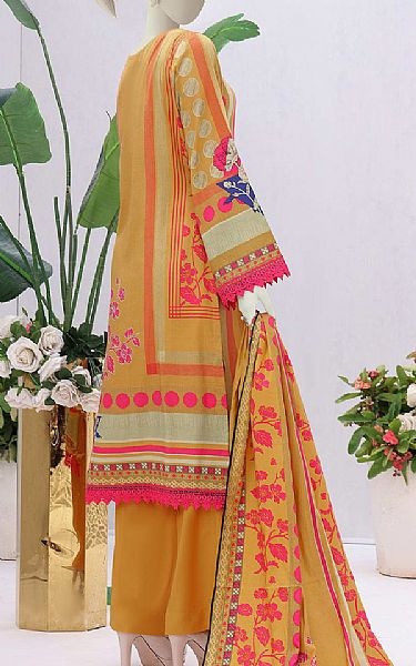 Vs Textile Saffron Yellow Linen Suit | Pakistani Winter Dresses- Image 2
