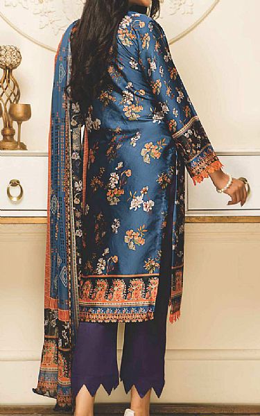 Vs Textile Navy Blue Marine Silk Suit | Pakistani Winter Dresses- Image 2