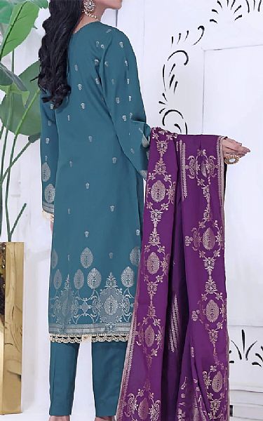 Vs Textile Teal Jacquard Suit | Pakistani Dresses in USA- Image 2