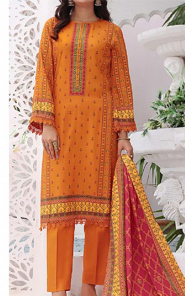 Vs Textile Bright Ornage Linen Suit | Pakistani Winter Dresses- Image 1