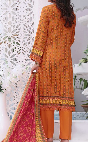 Vs Textile Bright Ornage Linen Suit | Pakistani Winter Dresses- Image 2