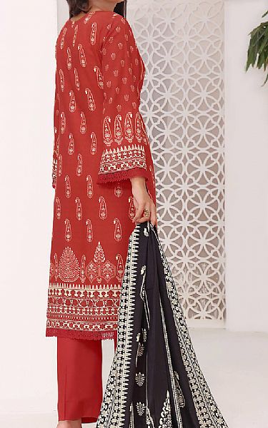 Vs Textile Pale Carmine Linen Suit | Pakistani Winter Dresses- Image 2